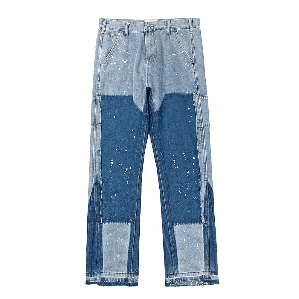 Unique Patchwork Men Flare Jeans 2025 Fashion Trend