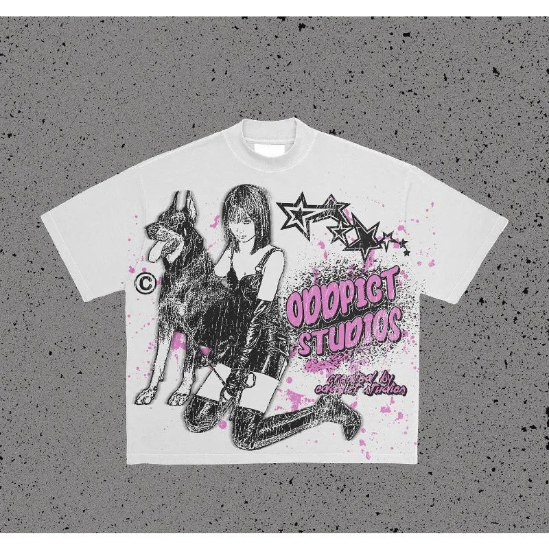 2024 Hip Hop Übergroßes bedrucktes T-Shirt 