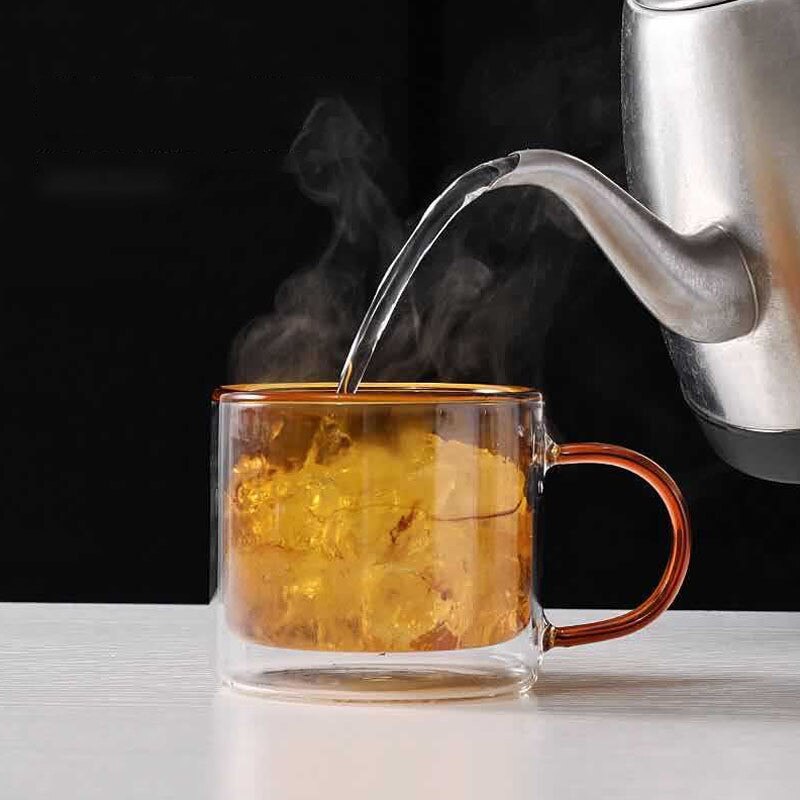 250ml Double-layer Glass Water Cups Wine Drinking Tumbler