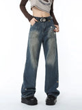 Retro Jeans Five-point Star Raw Edge Splicing Loose