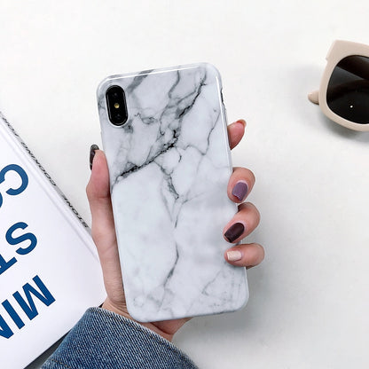 Marble case on For Coque iPhone Max Silicone Soft