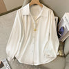 Womens Plus Size Blouse Long Sleeve Solid Spring Minimalist Shirt