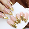10pcs Gold Metallic 3D Press-On Almond Fake Nails