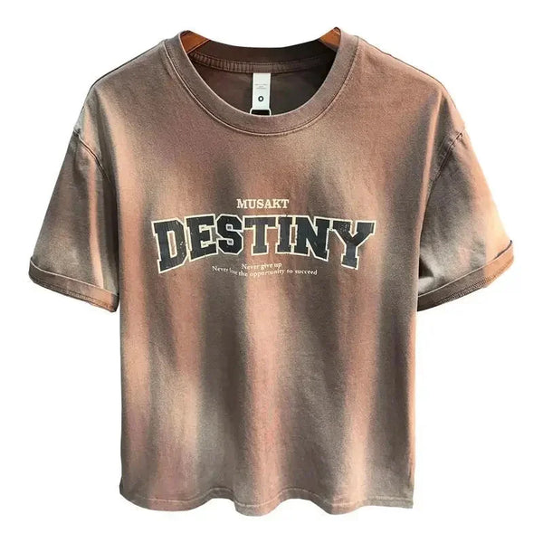 Mens Vintage Washed T Shirt American Retro Loose Fit Summer Tee