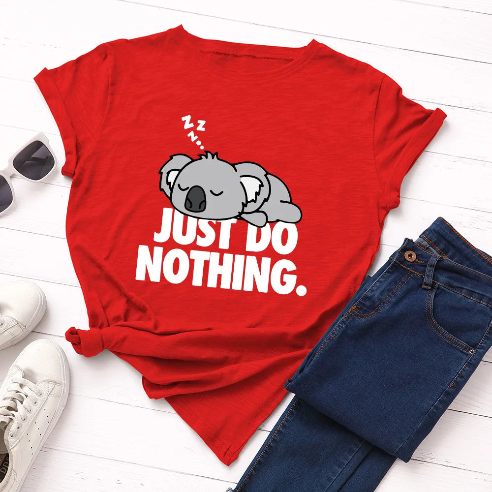 T-Shirt mit Koala-Print „Just Do Nothing“