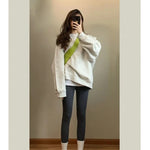 Pullover Rundhals Einfarbig Koreanische Version Baggy Plüsch Dicker Pullover Top Ohne