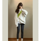 Sweater Round Neck Solid Color Korean Version Baggy Plush Thick Pullover Top Without