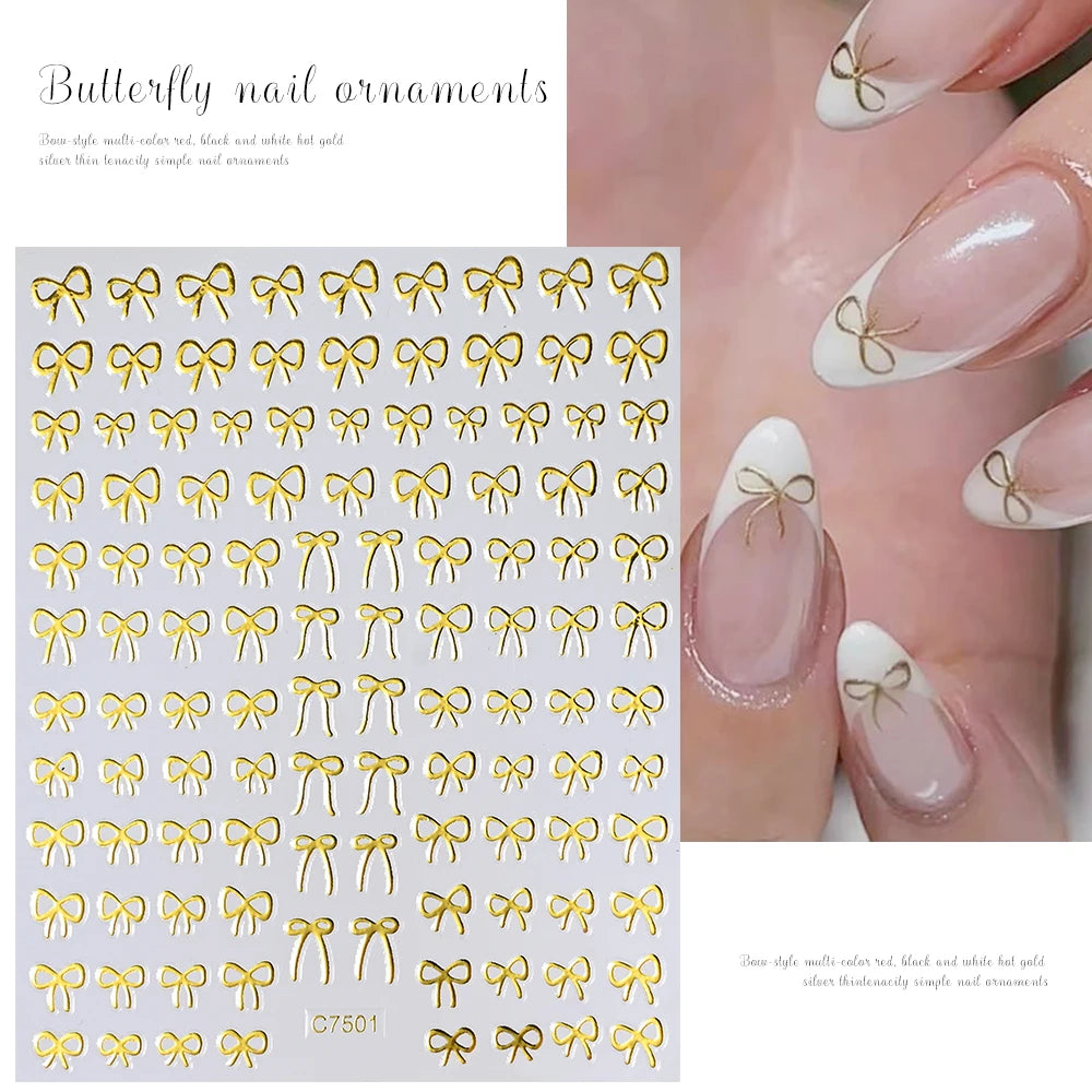 3D Gold Heart Nail Art Stickers