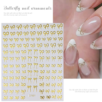 3D Gold Heart Nail Art Stickers