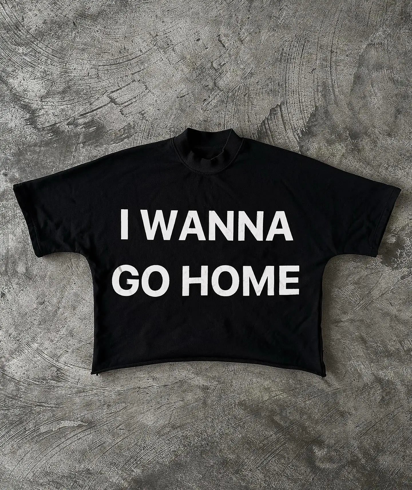 I Wanna Go HomeY2K Streetwear Letter Print Graphic T-Shirt Short Sleeve