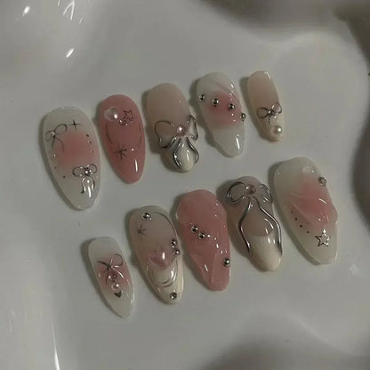 Cat's Eye Love nails Hand drawn nails Gel Faux Acrylic