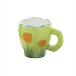 Blumen-Keramik-Kaffeetasse mit Untertasse, Heim-Frühstücksgriff-Tasse