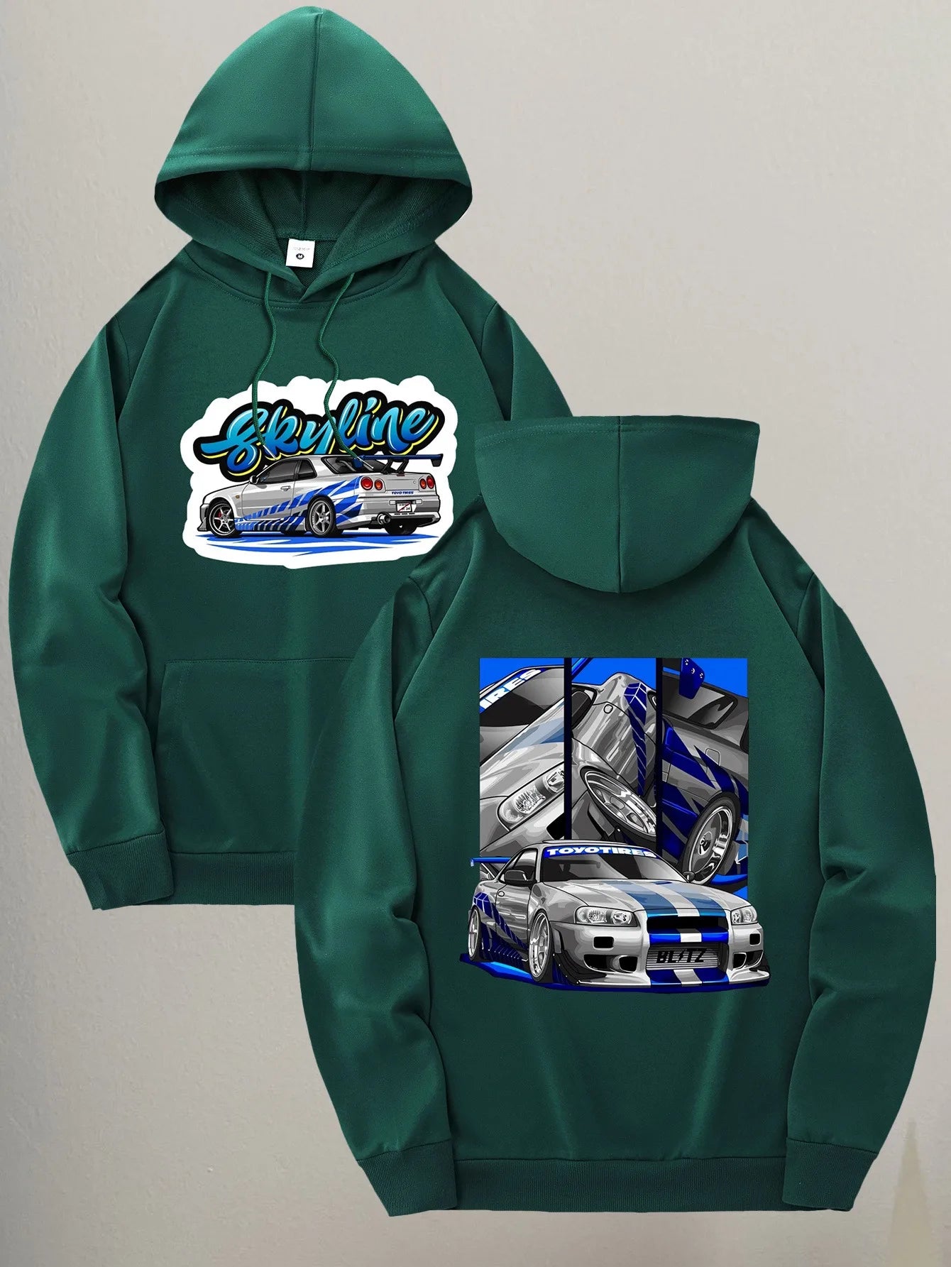 Men's Retro Racing Print Hip Hop Hoodie