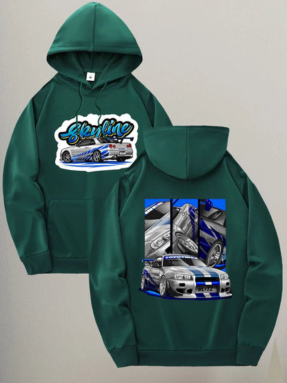 Men's Retro Racing Print Hip Hop Hoodie