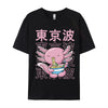 Kawaii Axolotl Eating Ramen Noodles T Shirt Autumn Hip hop