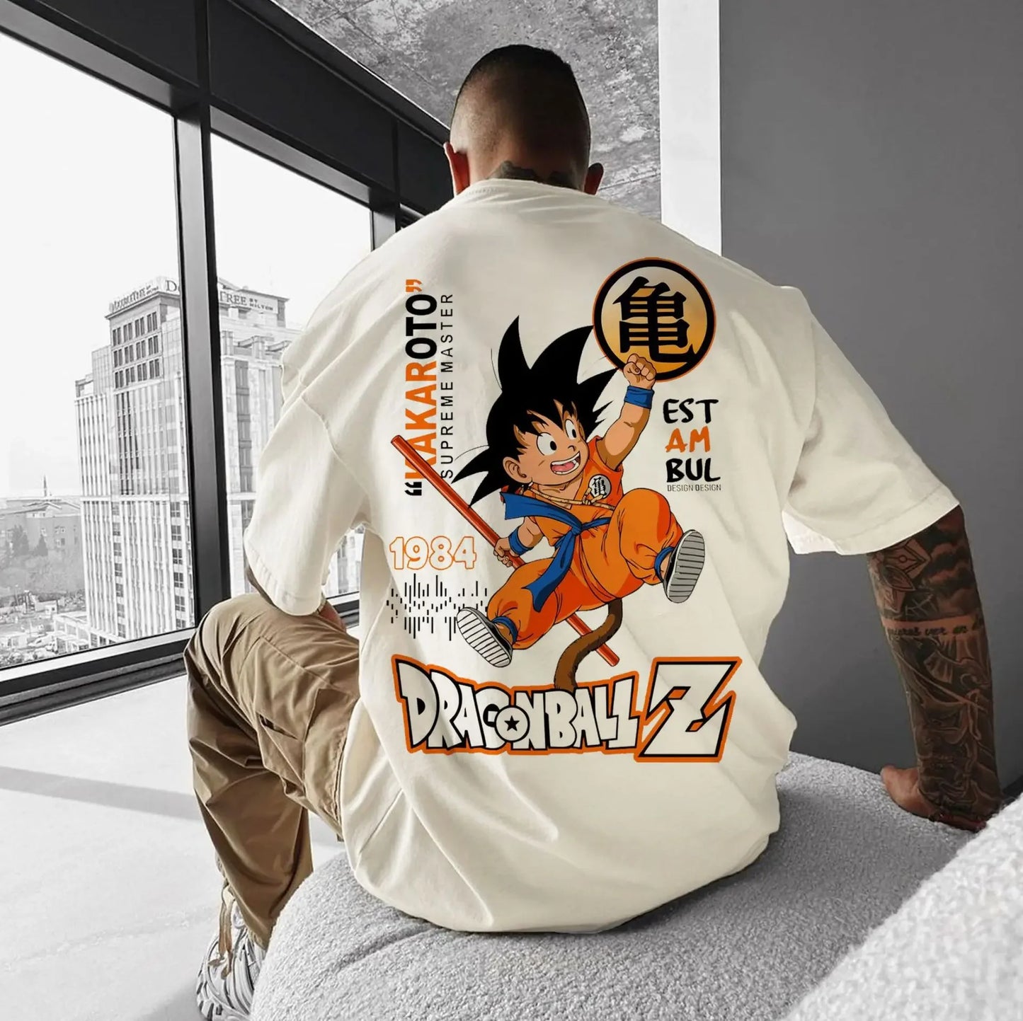 Goku Print T-Shirt Men Dragon Ball Z Cosplay Summer Oversized Top