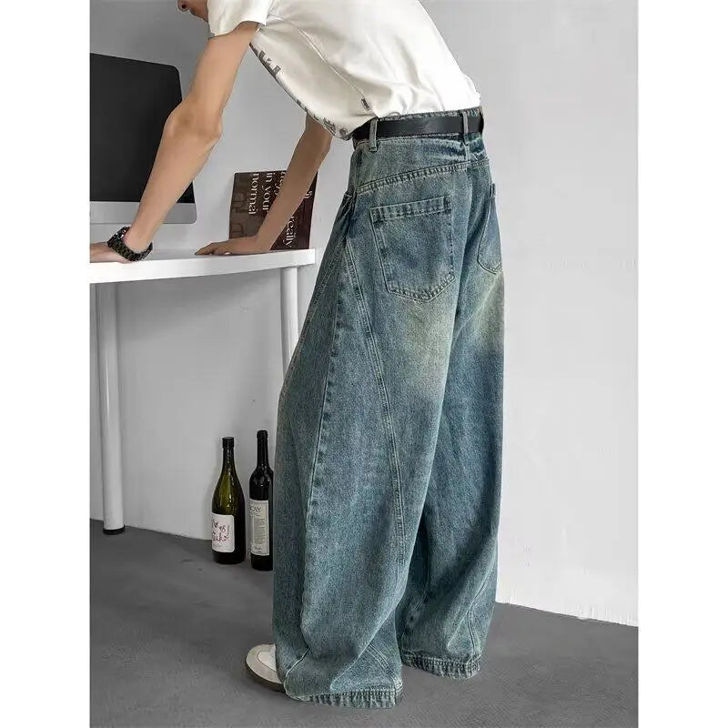 Men Baggy Jeans Wide Leg Unisex Streetwear Hip Hop Dance Pants Loose Fit