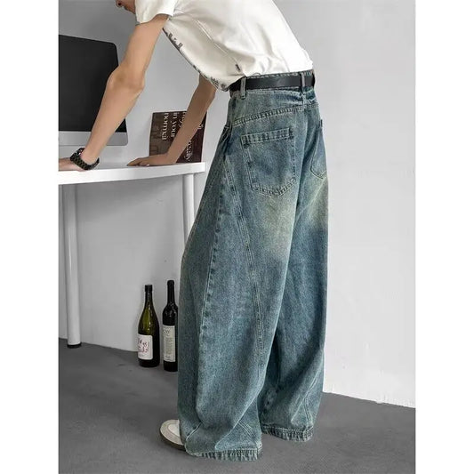 Men Baggy Jeans Wide Leg Unisex Streetwear Hip Hop Dance Pants Loose Fit