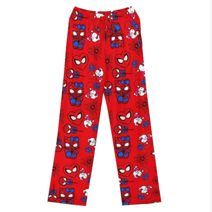 Hello Kitty Spider-Man Pajama Pants Loose Y2K Cartoon Gift Couple
