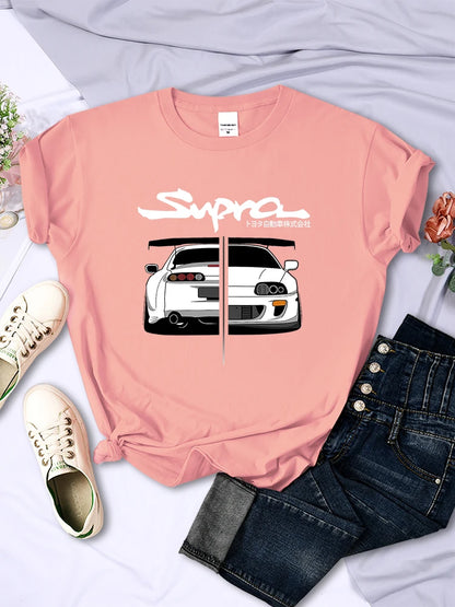 Japanese Style Car Printed Women T Shirt