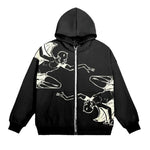 Retro Skeleton Zipper Hoodie Herren Streetwear Style mit Y2K Print