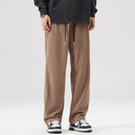 Autumn Winter Stripe Pants Elastic Waist Drawstring Straight