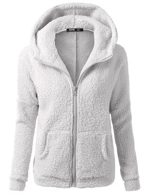 Hoodie Zip-up Women Casual  Zipper Coat Solid Soft