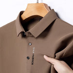 Solid Color Polo Shirt Breathable And Comfortable Elastic Top For Men