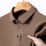 Solid Color Polo Shirt Breathable And Comfortable Elastic Top For Men