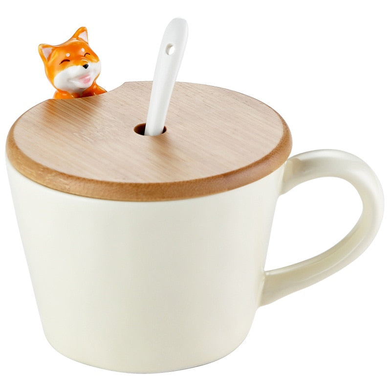 Mug Cartoon Tea Dog Cat Ceramic Mug Cute Kids Water Cup