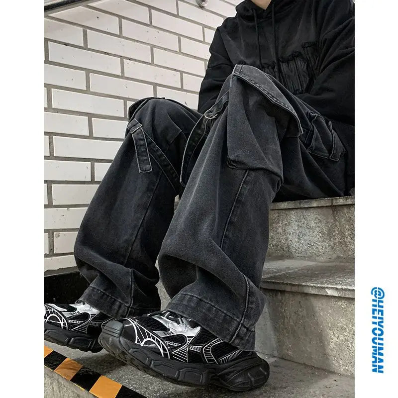 Autumn And Winter Overalls Jeans Men And Women American Retro