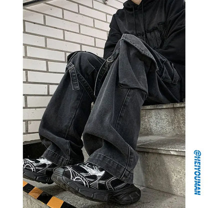 Autumn And Winter Overalls Jeans Men And Women American Retro