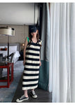 Summer Chic: French Stripe Women's Sleeveless Dress - Casual and Fashionable