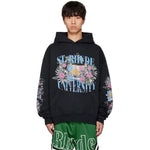 Hip Hop Casual Vibes Flower Flag Print Hoodies in High-Weight Cotton Men Retro Street Style