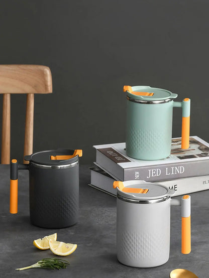 Becher mit Griff 304 Edelstahl Thermosmilchbecher Doppelschicht Kaffeetasse Teetasse