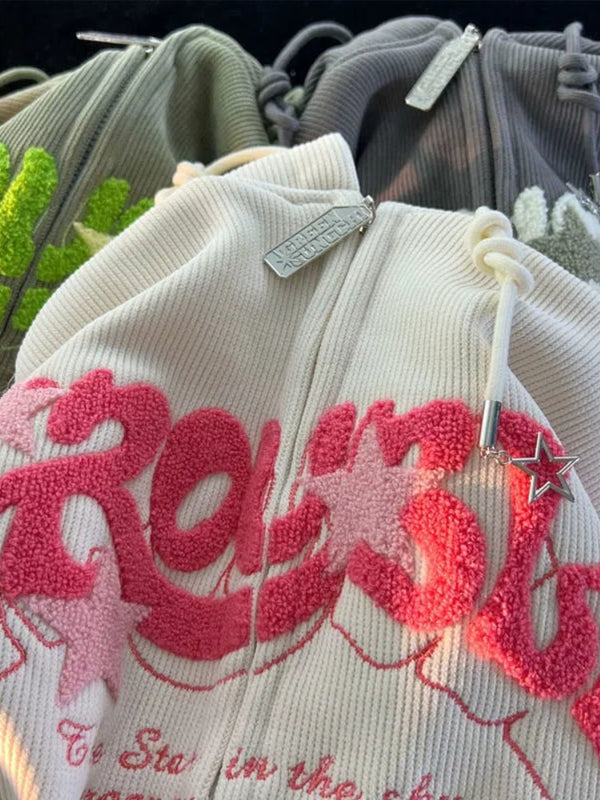 Zipper Cardigan Damenbekleidung Herbst und Winter Retro Hoodie Plüsch Dickes Sweatshirt