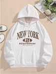 Drawstring Long Sleeve Casual Hooded Sweatshirt