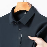 Solid Color Polo Shirt Breathable And Comfortable Elastic Top For Men