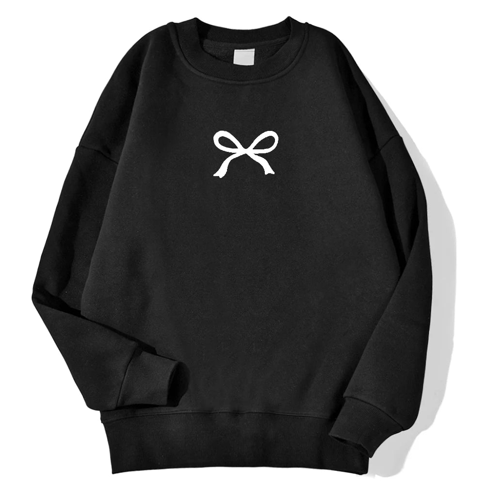 Casual Women's Sweatshirts Kawaii Bow Graphic Prints Pullover