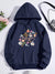 Flowers And Butterflies Hoodie Women Plants Prints Pocket Loose Pullover