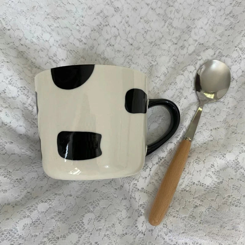 Simple Cow Pattern Mug Creative Ceramic Cup