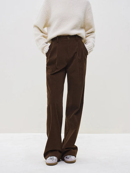Womens High Waist Corduroy Trousers