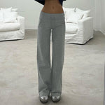 Solid Grey Casual Sweatpants Women y2k