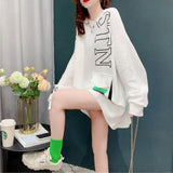 Women Sweatshirt Korean Letter Graphic Cotton Pullover