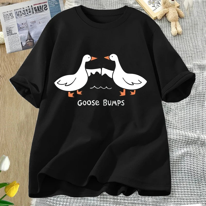 Silly Goose Bumps T Shirt Women Funny Short Sleeve Loose Streetwear