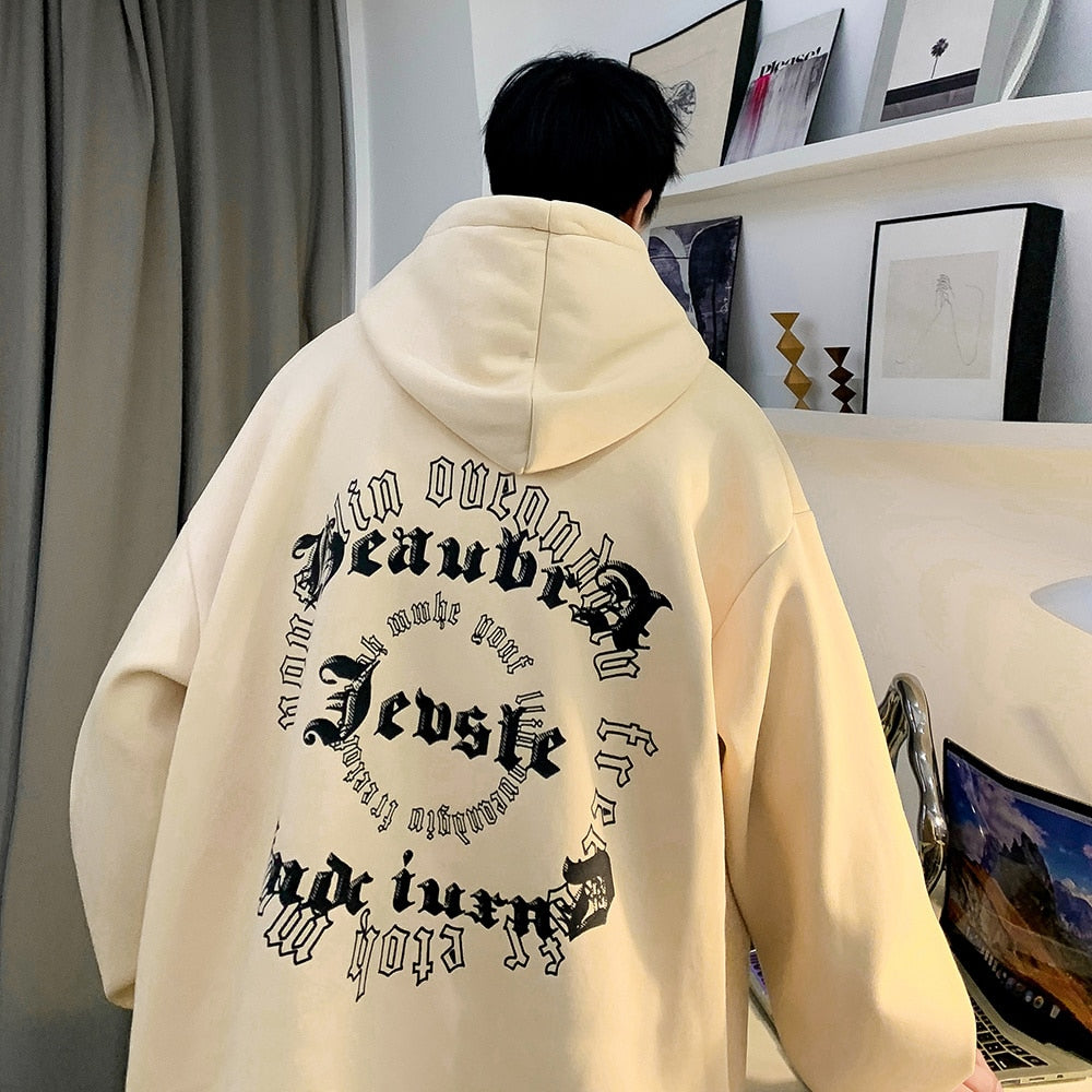 Hip Hop Oversized Men's Hoodies: Foaming Print Winter Jumpers