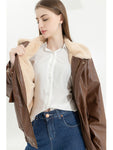 Vintage Women's Fur Leather Jacket Warm and Stylish Winter Coat