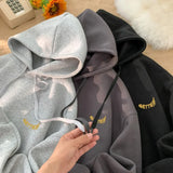 Letter Print Fashion Hoodies Autumn Winter Streetwear Casual Loose Pullovers