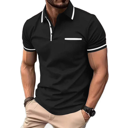 Polo Shirt Men's Short Sleeve Button Lapel Lightweight Turn-down Sport