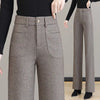 Womens Wool Blend Wide Leg Pants High Waist Straight Fall Trousers